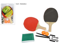 Set Ping Pong Racchette + 3 Palline + Rete Con Morsetti Gioco Tennis Da Tavolo