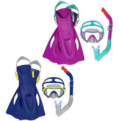 BESTWAY - SET MASCHERA PER SNORKELING CON BOCCAGLIO E PINNE PER BAMBINI 7+ ANNI