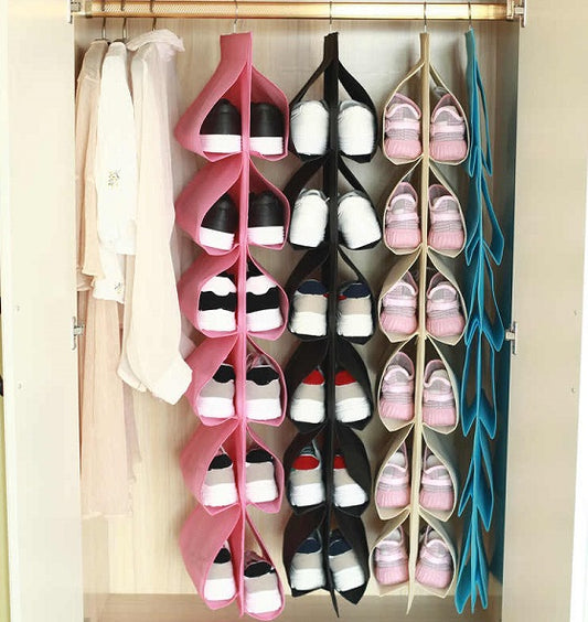 Porta Scarpe Da Appendere 12 Spazi Camera Da Letto  Ruotabile 360° Antipolvere