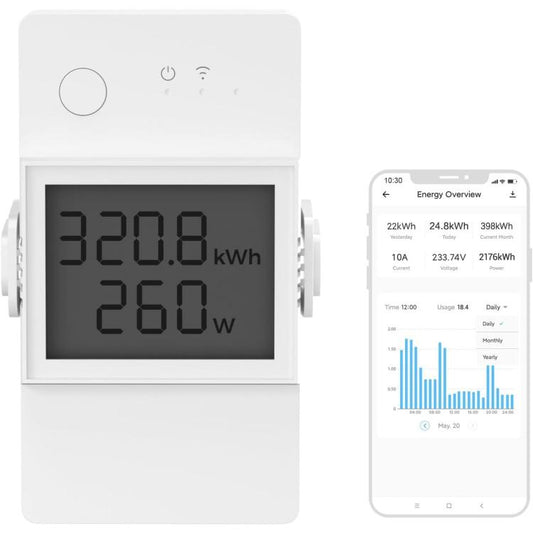 Sonoff Powr320D Elite Lcd Wifi Smart Switch 20A Misuratore Potenza Consumi Alexa