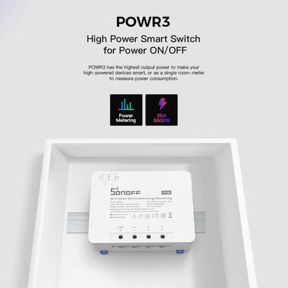 Sonoff Powr3 Interruttore Monitoraggio Energetico Wifi Smart Switch Alexa Google