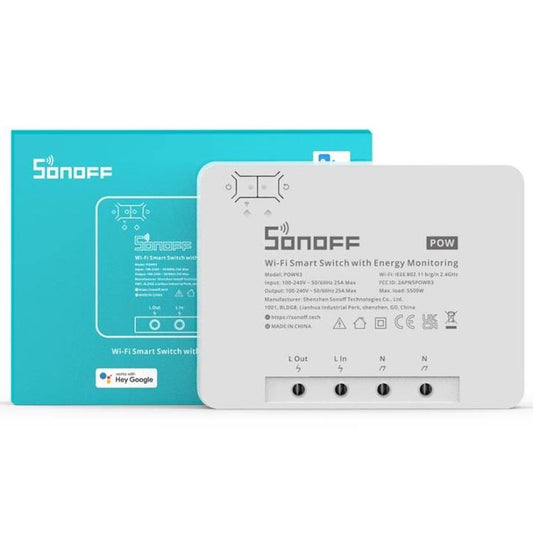 Sonoff Powr3 Interruttore Monitoraggio Energetico Wifi Smart Switch Alexa Google
