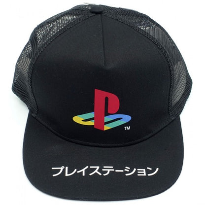 Sony - PlayStation 30th Anniversario Katakana Logo Ufficiale Strapback - Berretto Cappello Trucker con Visiera Dritta Stile Basketball Basket Cap Nero/Black