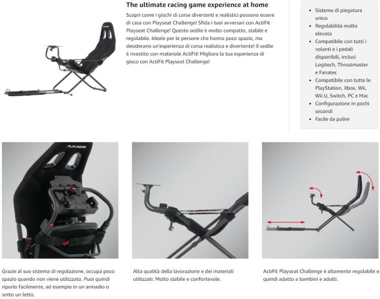 Playseat Postazione Simulazione Guida + Sedia Rc312 Challenge Per Volante Gaming