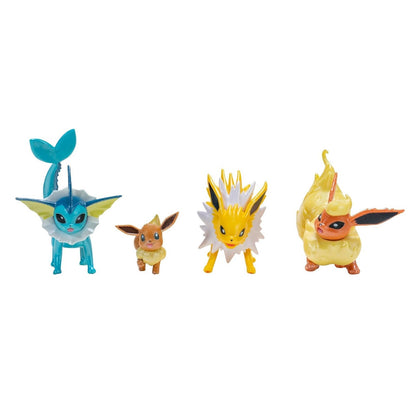 Jazwares - Pokemon Select Evolution Multi-Pack (Eevee,Jolteon,Vaporeon,Flareon) - Vinyl Action Figure Statuetta 12 Cm in Vinile da Collezione