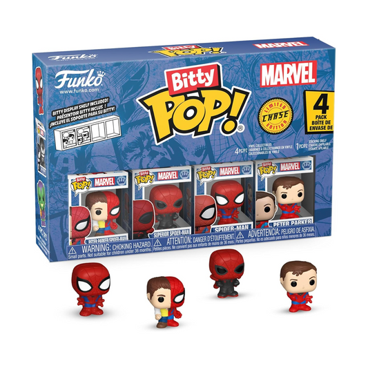 Funko Bitty Pop! Marvel Spiderman 4 Pack Peter Parker/Spiderman Limited Chase