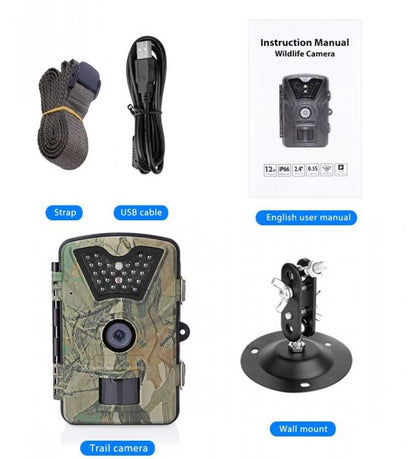 Fototrappola Mimetica Videocamera Spia Telecamera Caccia 24 Led Infrarosso Ip66