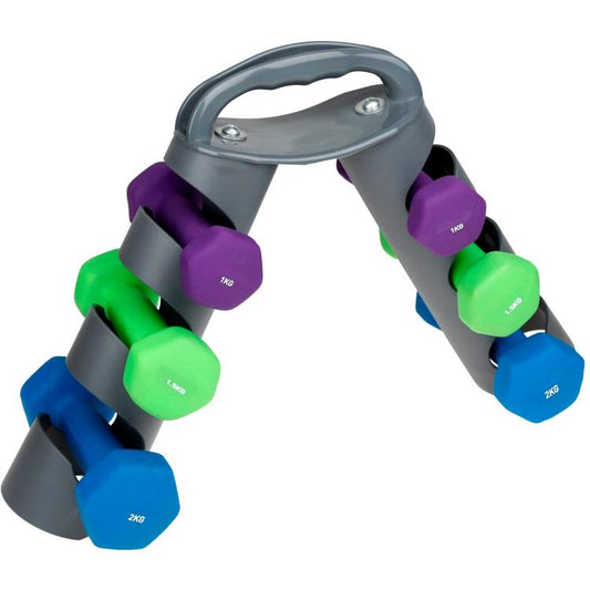 Set Supporto Espositore Portatile + Coppie Manubri Pesi Palestra 1Kg+1,5Kg+2Kg