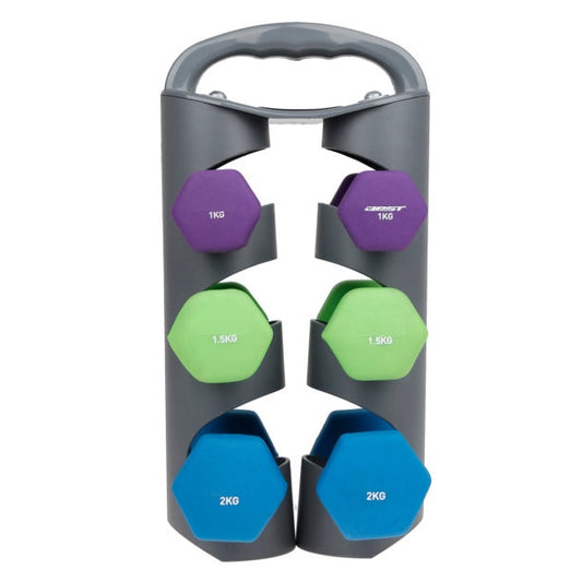 Set Supporto Espositore Portatile + Coppie Manubri Pesi Palestra 1Kg+1,5Kg+2Kg