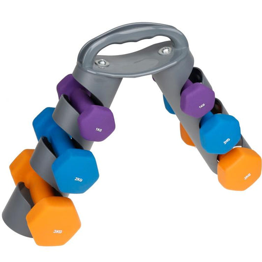 Set Supporto Espositore Portatile + Coppia Manubri Pesi Palestra Da 1Kg+2Kg+3Kg