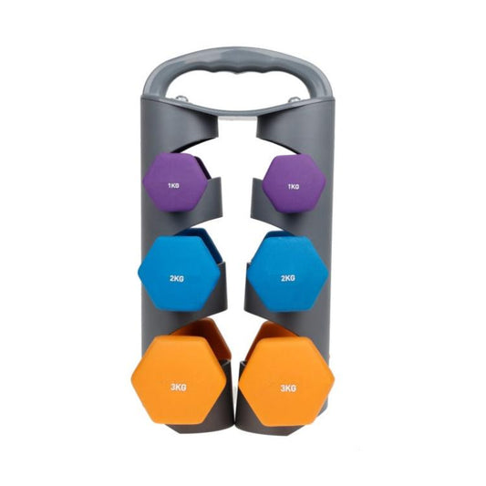 Set Supporto Espositore Portatile + Coppie Manubri Pesi Palestra 0,5Kg+1Kg+1,5Kg
