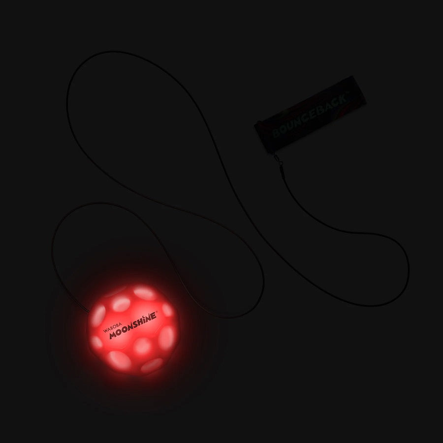 Waboba Pallina Original LED Bounceback Ball (MOONSHINE) Palla con Luce LED al guinzaglio, Super Rimbalzo, per Interni ed Esterni IPER RIMBALZANTE, Giocattolo per saltare ad alte prestazioni per un'estate di divertimento senza fine