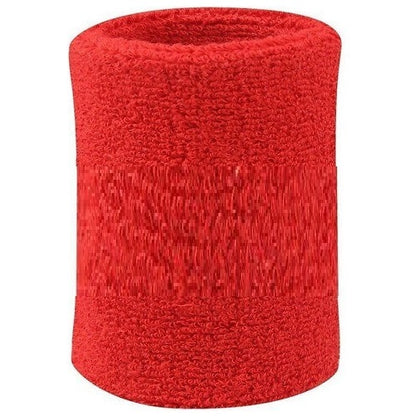 Polsino Tergisudore Elastico Polsiera In Spugna Cotone Tennis/Sport/Gym Rosso