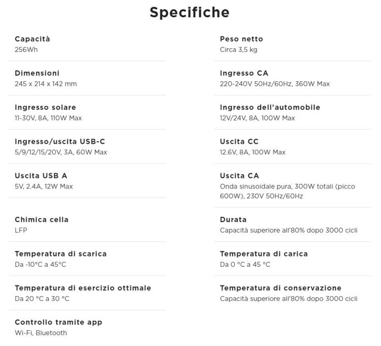 Ecoflow River 2 Power Station Generatore Solare Portatile 256Wh Wifi/Bluetooth