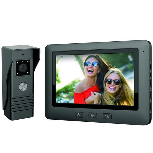 Kit Videocitofono Monofamiliare Mono Monitor 7''  Telecamera Apriporta | Nero