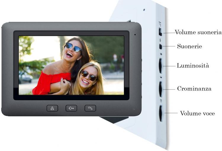 Kit Videocitofono Monofamiliare Mono Monitor 7''  Telecamera Apriporta | Grigio