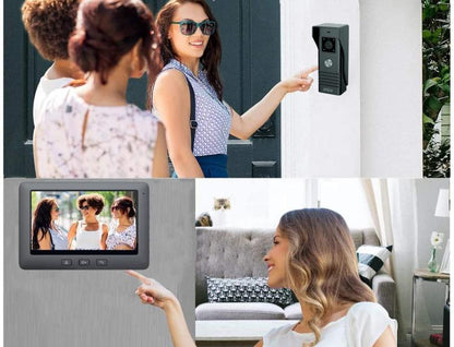 Kit Videocitofono Monofamiliare Mono Monitor 7''  Telecamera Apriporta | Grigio