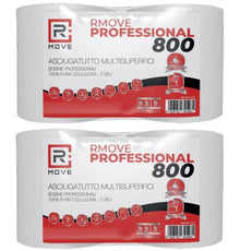 R Move 4 Rotoloni di Carta asciugatutto, Bobina industriale mani Professionale a 800 Strappi, Asiugamani Pura Cellulosa lunga durata extra resistente, assorbenti da cucina, 3200 strappi totali