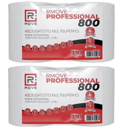 4 ROTOLONI DI CARTA BOBINA PROFESSIONALE A 800 STRAPPI ASIUGAMANI PURA CELLULOSA