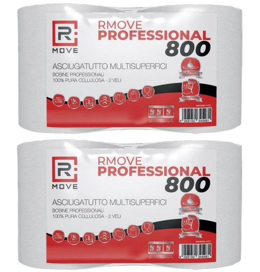 4 ROTOLONI DI CARTA BOBINA PROFESSIONALE A 800 STRAPPI ASIUGAMANI PURA CELLULOSA