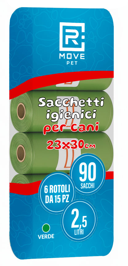 R MOVE Sacchetti Cane Cacca 1080 pz (72 Rotoli)  - Sacchettini Igienici Per Cani - Buste 30x23 Resistenti Dog