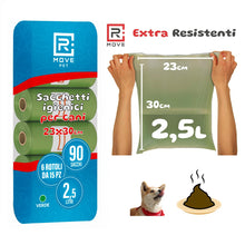R MOVE Sacchetti Cane Cacca 90 pz (6 Rotoli)  - Sacchettini Igienici Per Cani - Buste 30x23 Resistenti Dog