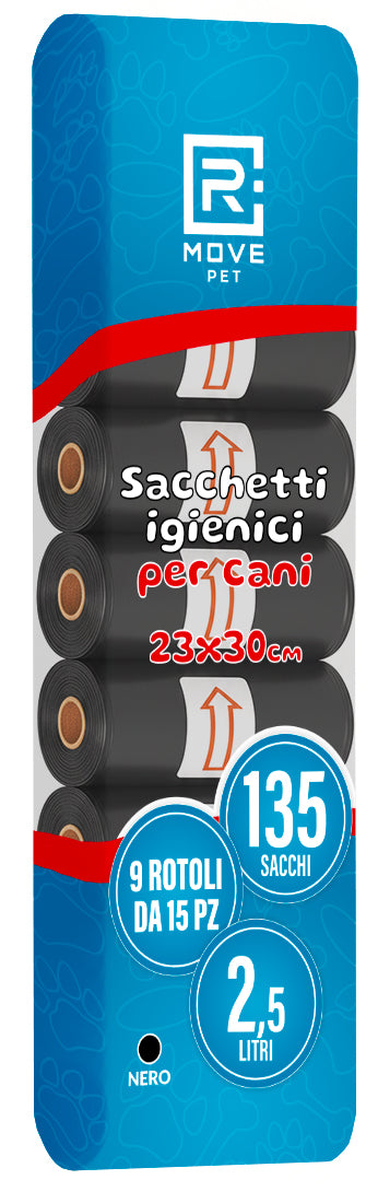 R MOVE Sacchetti Cane Cacca 810 pz (54 Rotoli) - Sacchettini Igienici Per Cani - Buste 30x23 Resistenti Dog