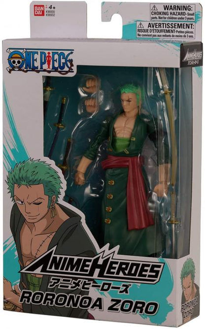 BANDAI | ONE PIECE ANIME HEROES 17cm (RORONOA ZORO) - ACTION FIGURE MANGA RUBBER