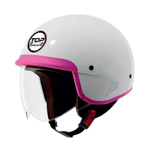 Casco Baby Moto Scooter Omologato per Bambini Visiera Bianco/Rosa Tg.YS 49-51 cm