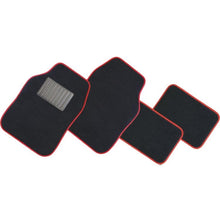 Set 4 Tappetini In Moquette Auto Universali Tappeti Con Battitacco Nero E Rosso