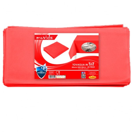 25pz TOVAGLIA IN TESSUTO TNT TOVAGLIE FESTE RISTORANTI PUB BAR 100X100cm ROSSO