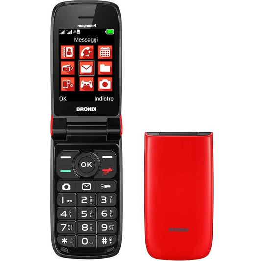 BRONDI MAGNUM 4 CELLULARE GSM FLIP MAXI DISPLAY DUAL SIM FOTOCAMERA 1.3MP ROSSO