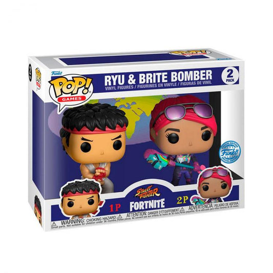 Funko Pop Games Fortnite Street Fighter - Ryu & Brite Bomber 2 Pack Vinyl Figure