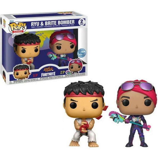 Funko Pop Games Fortnite Street Fighter - Ryu & Brite Bomber 2 Pack Vinyl Figure