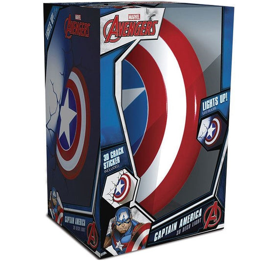 Marvel Lampada Muro Shield Capitan America 3D Deco Light Applique Led + Sticker