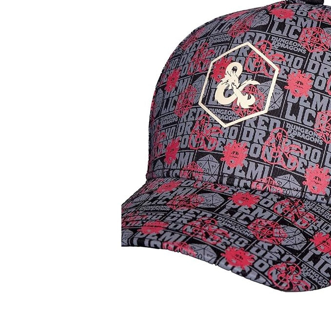 Difuzed - Dungeons & Dragons Logo Ufficiale D&D Strapback - Berretto Cappello con Visiera Curva Stile Baseball Cap Nero