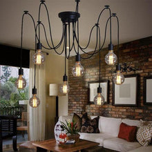 Lampadario 12 Pendenti A Sospensione Regolabile Nero E27 Lampada Ragno Vintage