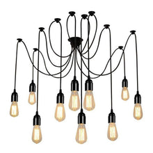 Lampadario 12 Pendenti A Sospensione Regolabile Nero E27 Lampada Ragno Vintage