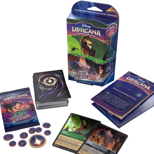 Disney Lorcana "Cieli Scintillanti" Starter Deck Smeraldo/Acciaio Mazzo Tcg Ita