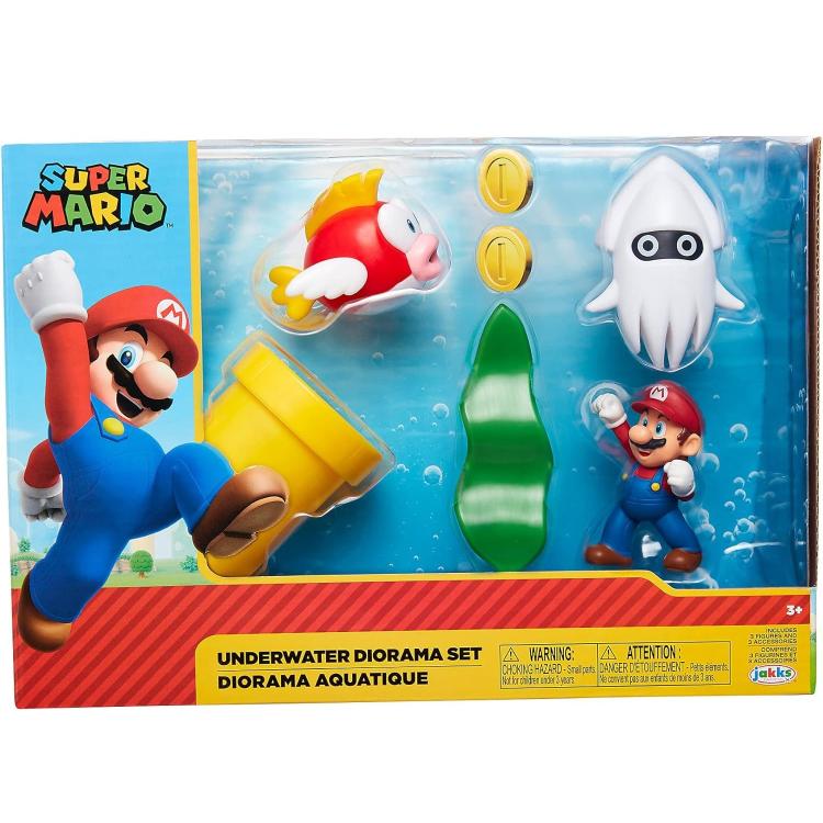 Jakks Pacific Nintendo: Super Mario "Underwater Diorama Set" Gioco Con Figure 3+