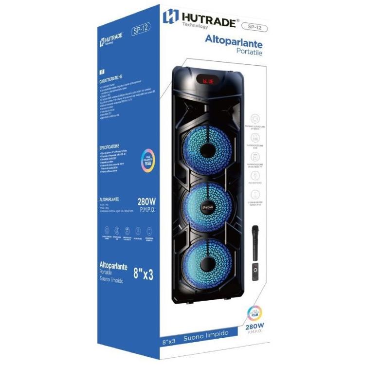 Cassa Portatile Ricaricabile Trolley Amplificata Bluetooth Radio Usb + Microfono