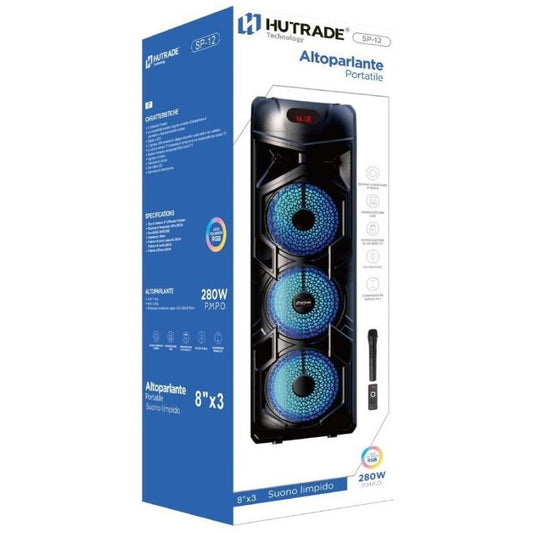 Cassa Portatile Ricaricabile Trolley Amplificata Bluetooth Radio Usb + Microfono