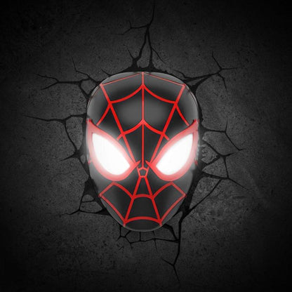 Marvel Lampada Muro Spiderman Miles Morales 3D Deco Light Applique Led + Sticker