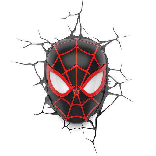 Marvel Lampada Muro Spiderman Miles Morales 3D Deco Light Applique Led + Sticker