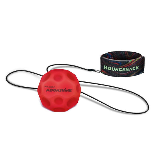 Waboba Pallina Original LED Bounceback Ball (MOONSHINE) Palla con Luce LED al guinzaglio, Super Rimbalzo, per Interni ed Esterni IPER RIMBALZANTE, Giocattolo per saltare ad alte prestazioni per un'estate di divertimento senza fine (RED)