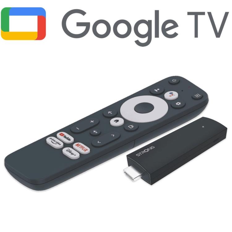 Strong Google Tv Andorid Stick Hdmi 4K Uhd Wifi Netflix Prime Telecomando 2In1