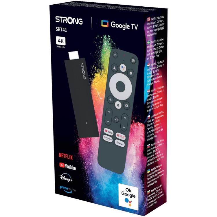 Strong Google Tv Andorid Stick Hdmi 4K Uhd Wifi Netflix Prime Telecomando 2In1