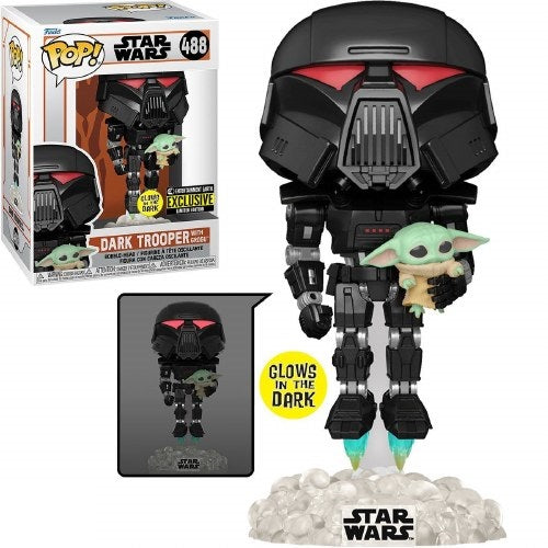 Funko Pop ! Star Wars - Dark Trooper With Grogu (488) Special Edition Glow Dark