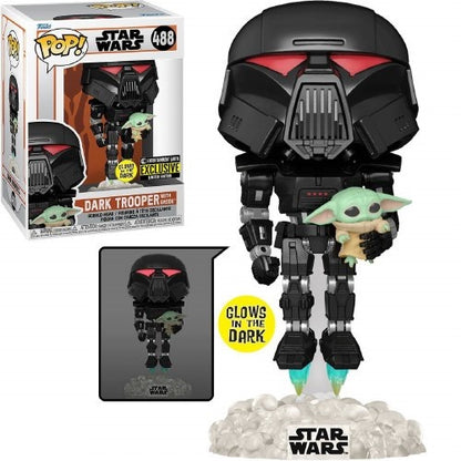 Funko Pop ! Star Wars - Dark Trooper With Grogu (488) Special Edition Glow Dark