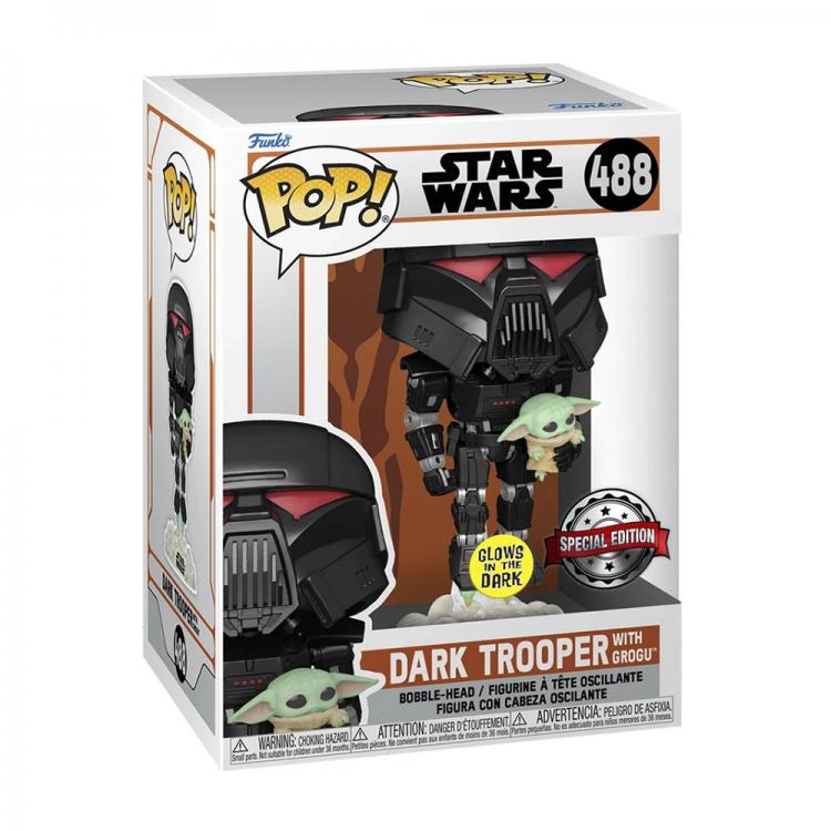 Funko Pop ! Star Wars - Dark Trooper With Grogu (488) Special Edition Glow Dark